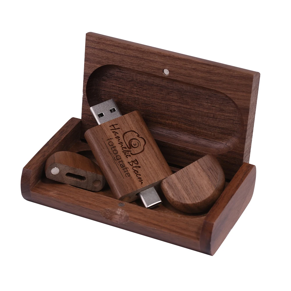 TYPE-C 나무 USB 플래시 드라이브, 128GB 무료 사용자 정의 로고 메모리 스틱, 64GB 100% 실제 용량 펜 드라이브, 32GB 결혼 선물, 2 in 1