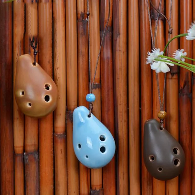Small Flute Color Clay Ocarina 6 Holes Portable Whistle For Children