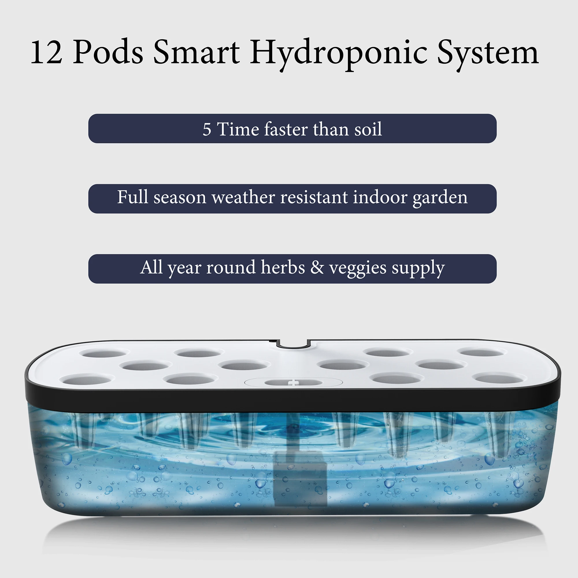 Hydroponic System 12 Pods with Full Spectrum LED Grow Lights Water Circulation System Indoor Herb Garden Automatic Plant Care