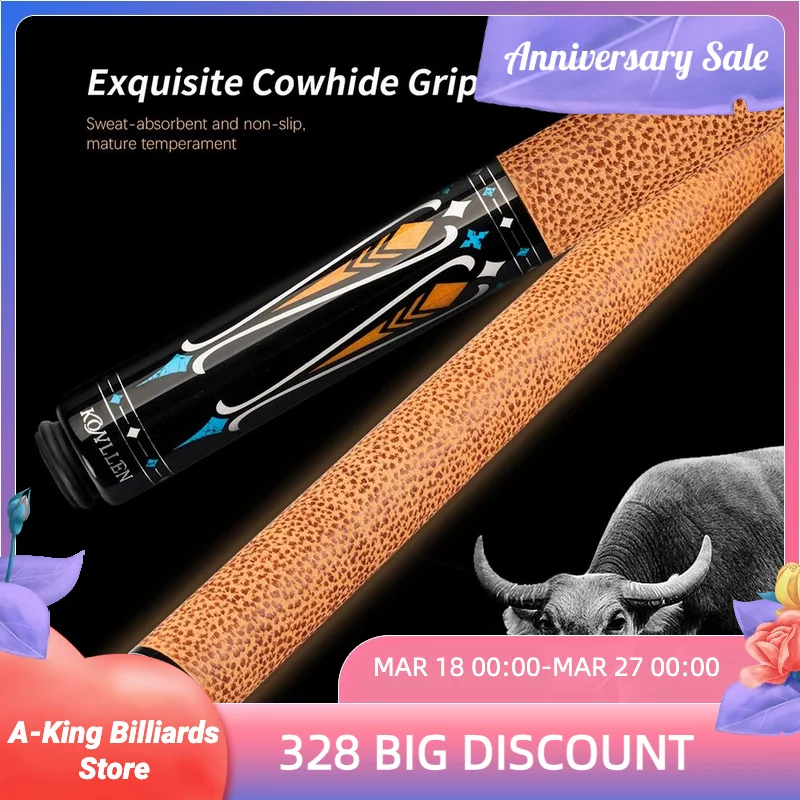 

KONLLEN Billiard Carbon Fiber Pool Cue Stick 12.5mm Tip 3*8/11 Joint Taper Leather Grip Pin Professional Billiard Cue Kit