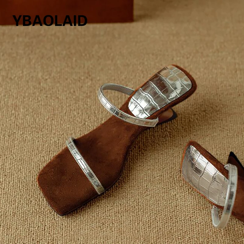 

Vintage Concise Open Toe Slippers Women 2024 Summer New Strange Wedge Heel One Line Slides Shoe Fashion Holiday Gladiator Sandal