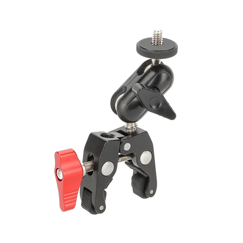 

KIMRIG Metal Super Clamp with 360° Double Ball Head Magic Arm Clamp with 1/4" 3/8" Hole for DSLR Camera Monitor LED Light Mic