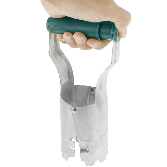 Fém Izzó Ültetvényes Kézi Ültető Rugó Fogantyúval Automatikus Kioldó Transzplanter Növényi Füves Plugger Szerszám - Image 2