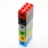 5/50pcs Cartoon Plastic Building Blocks Pencil Sharpener for Children Office School Supplies Student Stationery Random Selection 2
