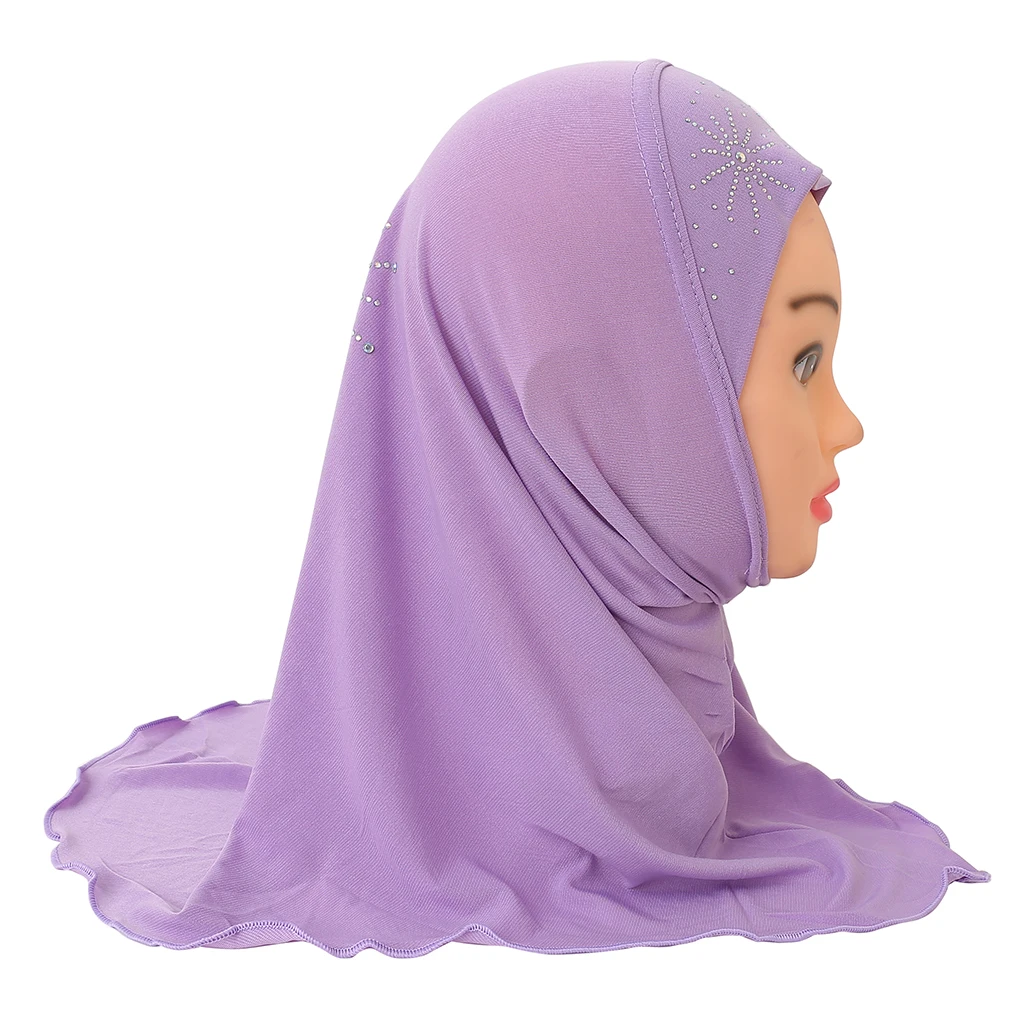 H042 small girl hijab with stones scarf hats caps can fit 2-6 years old girls muslim headscarf Children Scarf Muslim Hijab