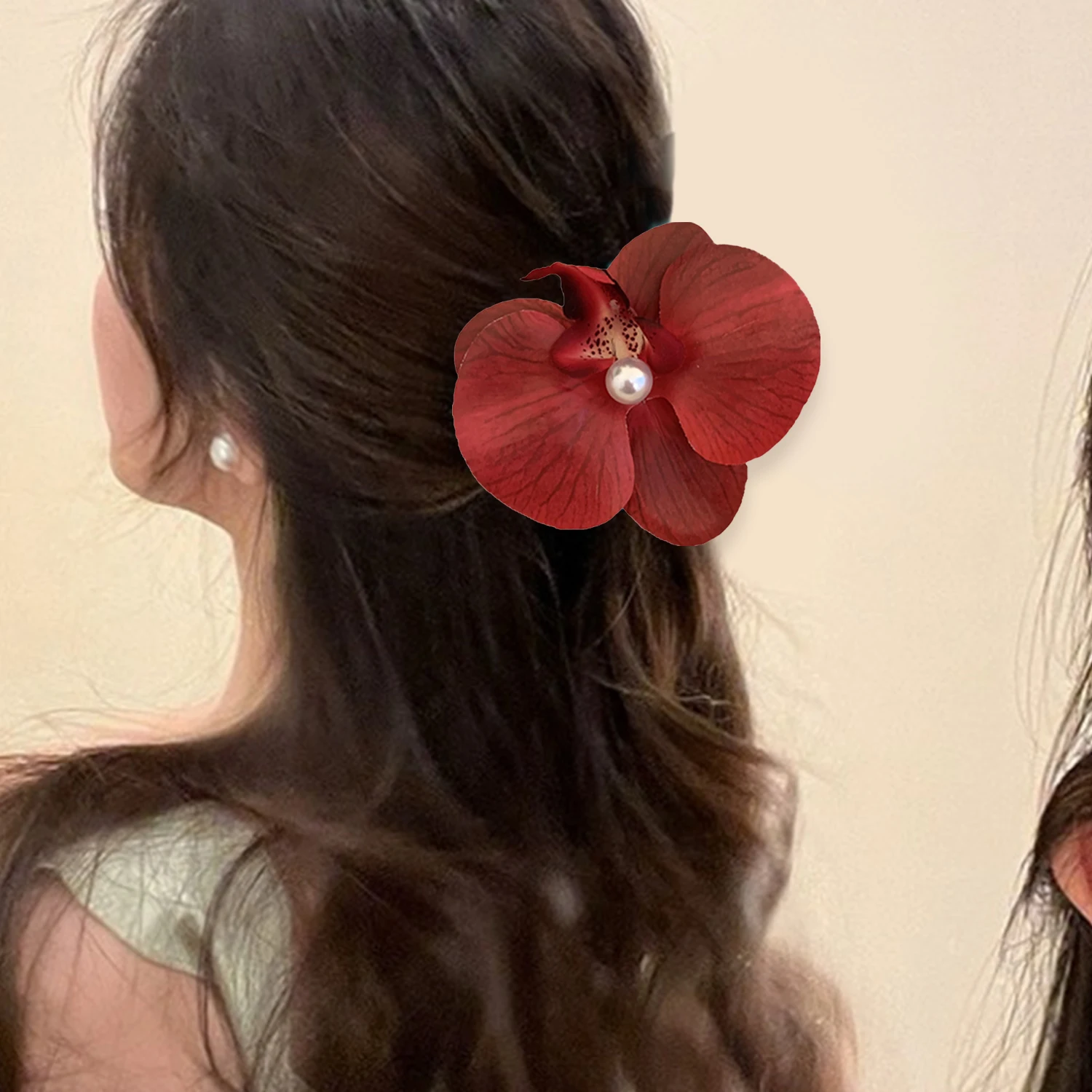 Haarschmuck Blume Haars pange Haarschmuck rosa Orchidee Orchidee Haarnadel Seite Haars pangen Kopfschmuck Böhmen Haars pangen – Detail 6