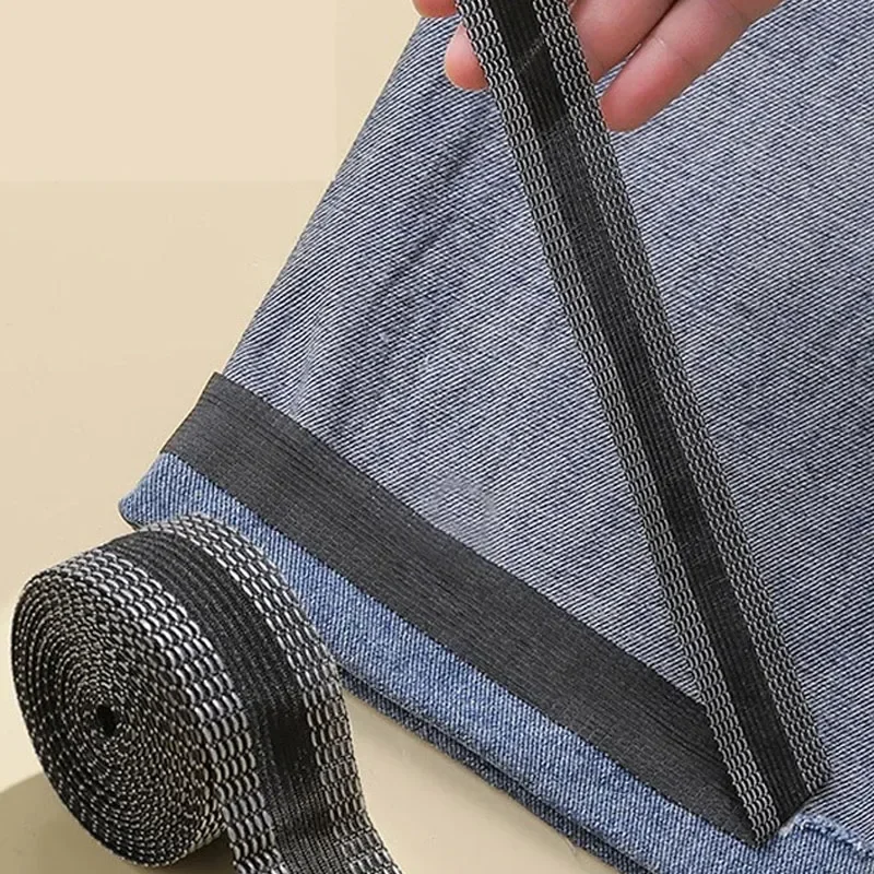 Clothing Edge Shorten Paste Tape Self-Adhesive Iron-On Patch Hem for Pants Trousers Shorten Repair Fabric Clothing Sewing Tools