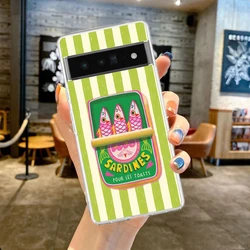 Transparent Soft TPU Phone Case with Funny Fish Sardines Laser Design - Pixel 4XL (B1)