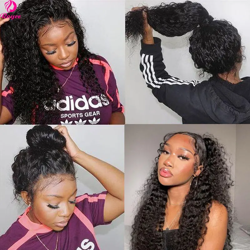 180 Density 30 Inch Human Hair 360 Kinky Curly 4C Edges Lace Front Wig Pre plucked Human Hair Wigs For Women Remy Wigs