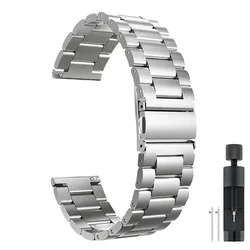 Premium 22mm Stainless Steel Metal Watch Band Strap - 22mm (Silver - Tool)