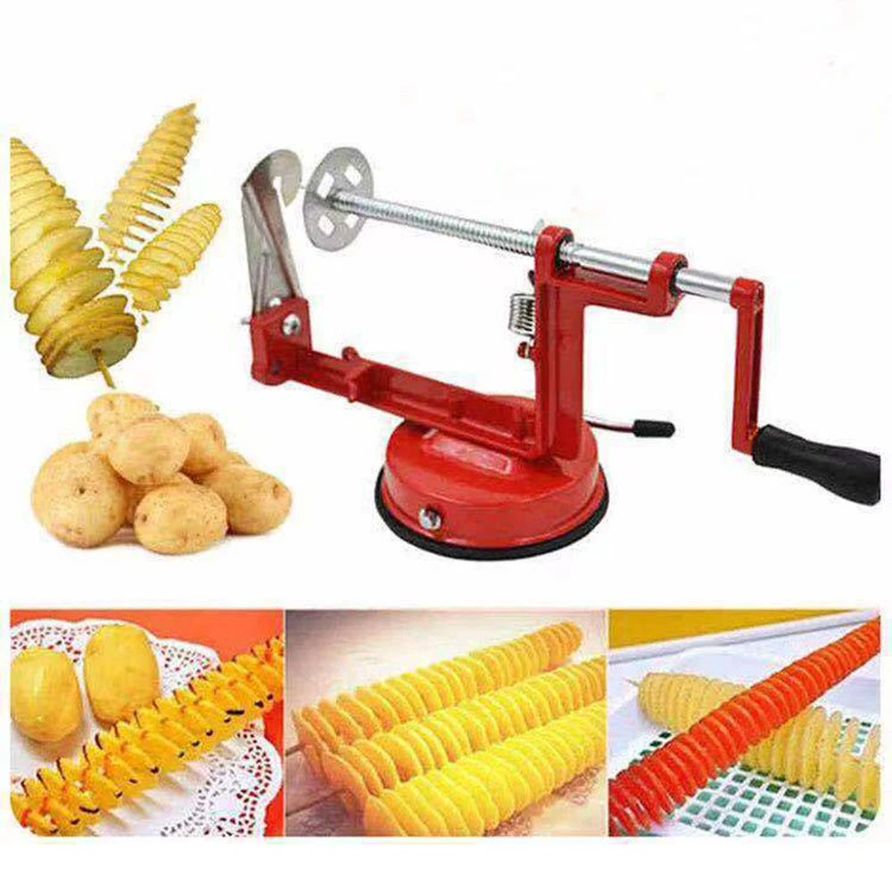 1PC Multifunctional Rotating Potato Chip Maker, Household Stainless Steel Manual Potato Tower Machine