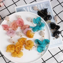  N1HE Flower Big Dangle Earrings For Women Girl Trend Fashion Design Lace Petals Earrings Fairy Elegant Jewelry Accessories 