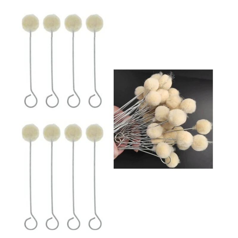 Wool Daubers Balls Brush Leather Dye Tool with Metal Handle Leather Dye Dauber Dyeing Applicator for DIY Crafts Project 87HA