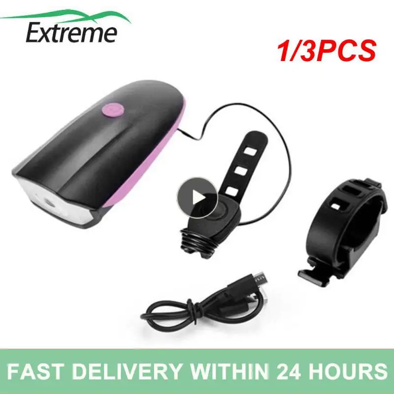 

1/3PCS Front Light with Bike Horn USB Rechargeable Lantern Bike Front Lamp Cycling Flashlight Electronic Bell Bike