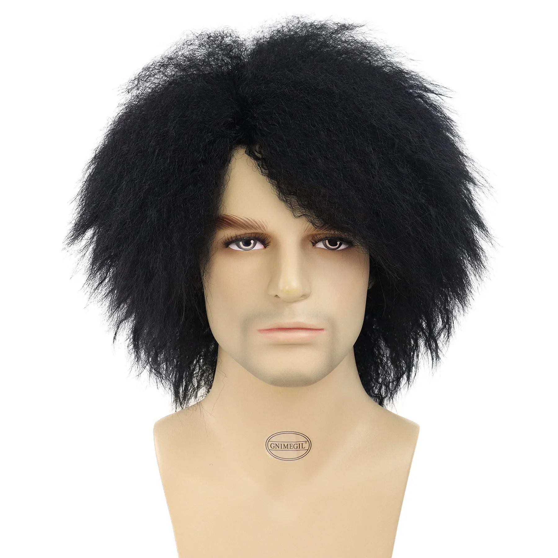 GNIMEGIL Synthetic Bombshell Wig for Man Big Loose Hair Yaki Straight