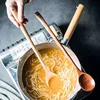 Long Wooden Teaspoons Kitchen Cooking Utensils for Soup Tea Honey Stirring Spoon Ladle Soup Spoon and Fork 3