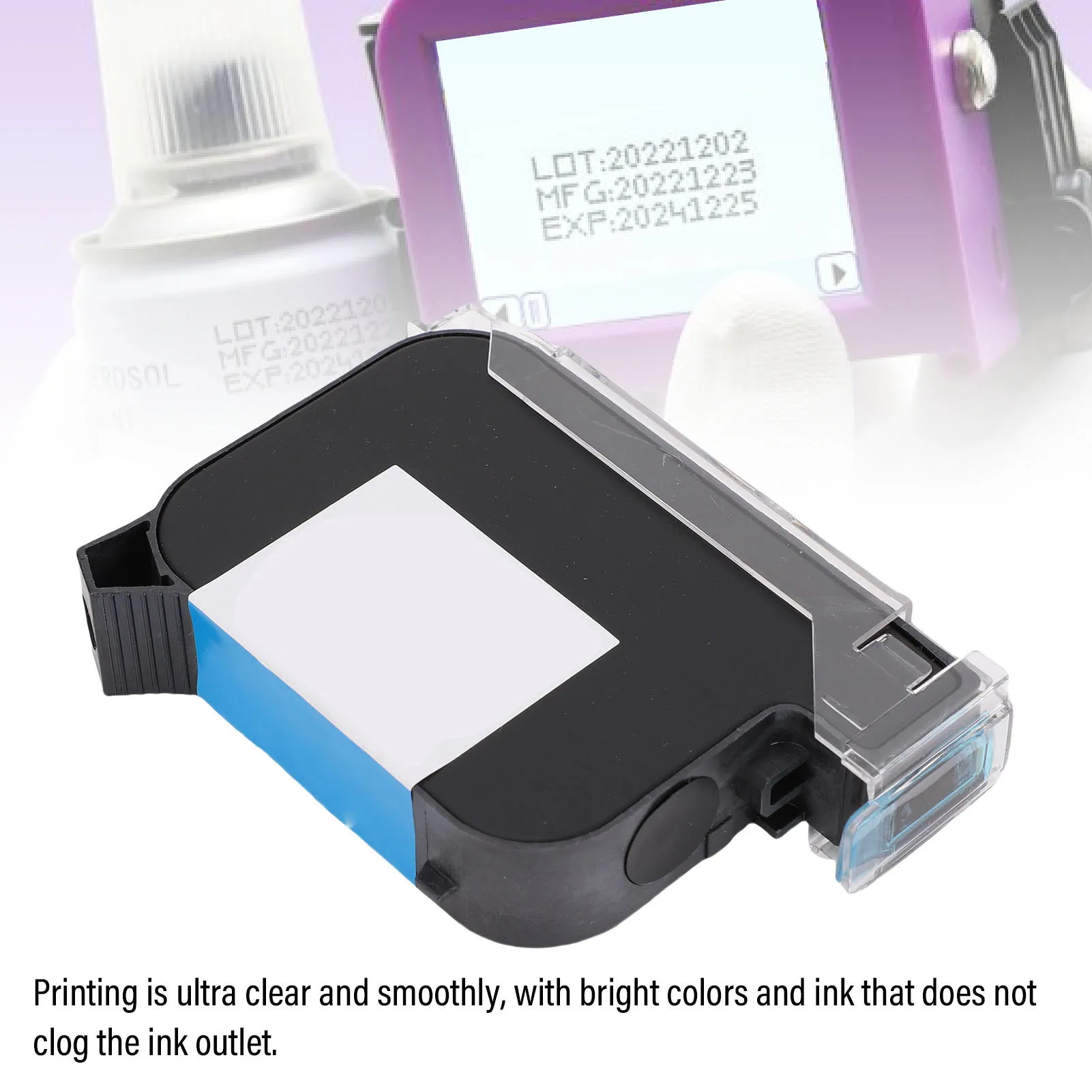 42ml Black Handheld Inkjet Printer Cartridge Replacement for SC12 SC12T CP12 CP12W SC12KJ 12.7mm HD QuickDrying Strong Adhesion