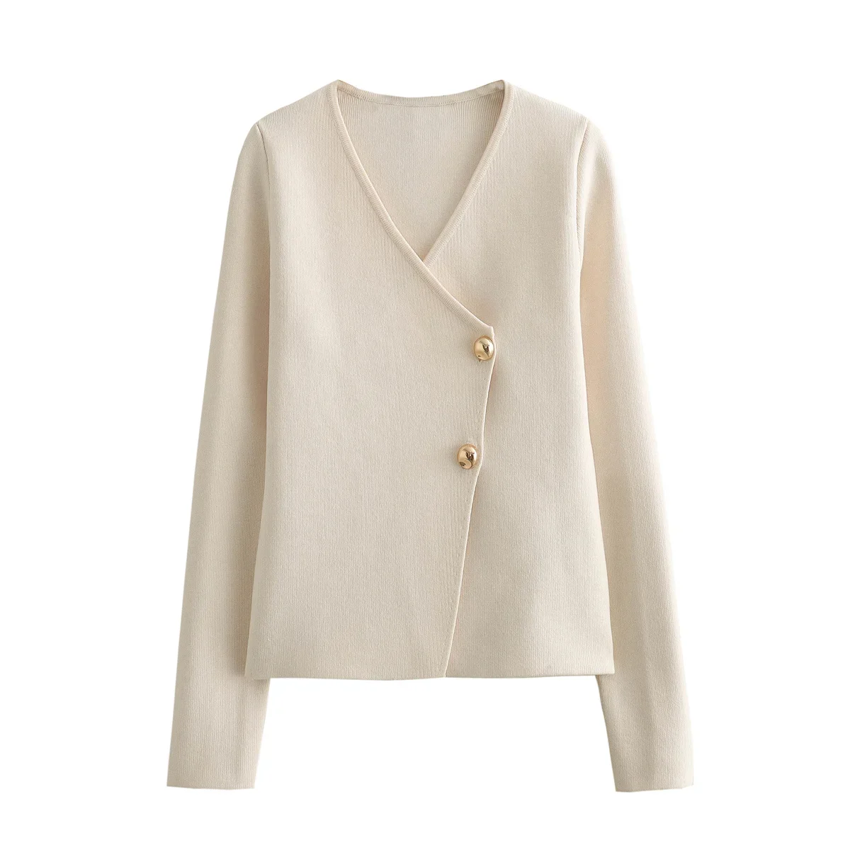 

Women's New Fashion Gold Button Decoration Slim Fit V Neck Knitted Suit Coat Vintage Long sleeved Women's Coat Unique Top