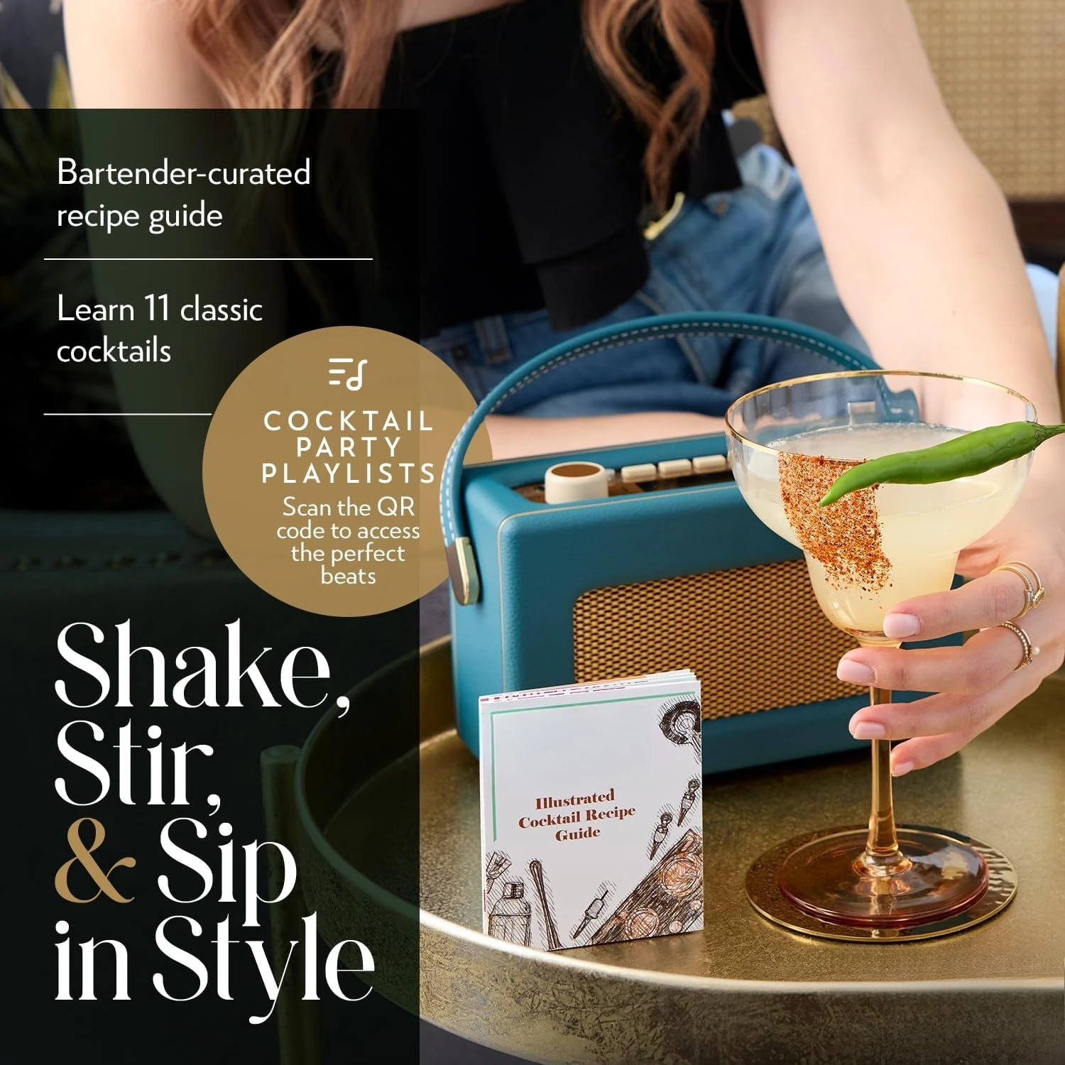 Black Bartender Cocktail Shaker Set 6