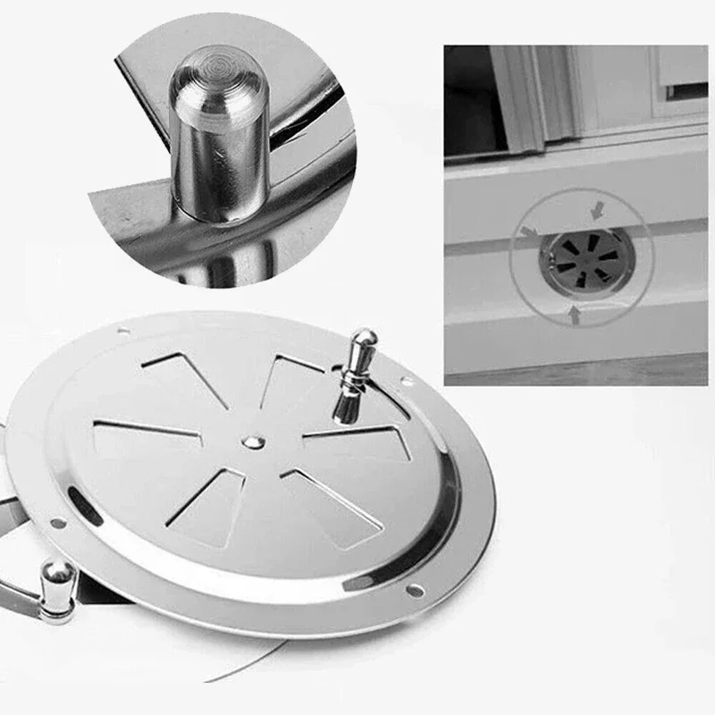 1Pc Stainless Steel Air Louver 316 Vent Yacht Marine Round Grille Ventilation Louvered Ventilator Grill Cover Side Knob Opening