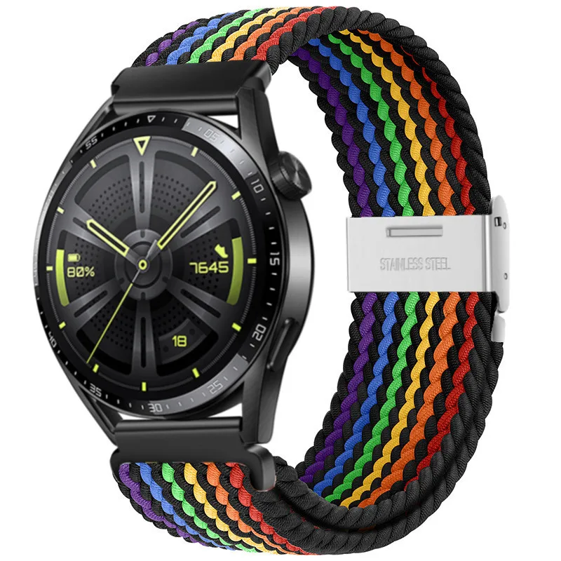 Nylon Watch Strap with Magnetic Buckle and Metal Adjustment Band, 22mm/20mm
