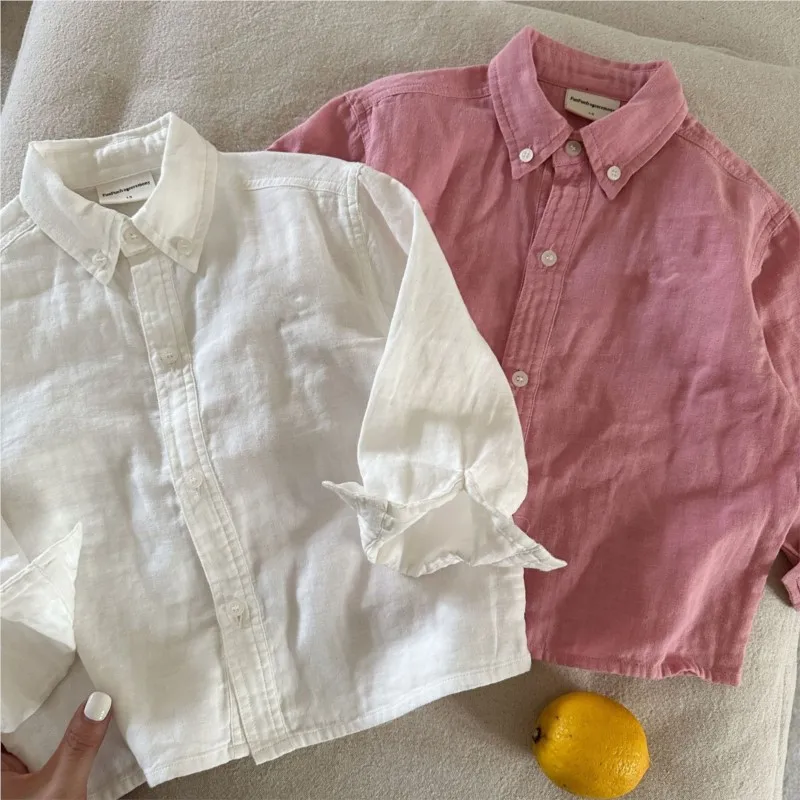 패션 소녀 소년 면화 솔리드 셔츠 어린이 봄 여름 가을 Outwear 태양 보호 복장 옷 1-10Y