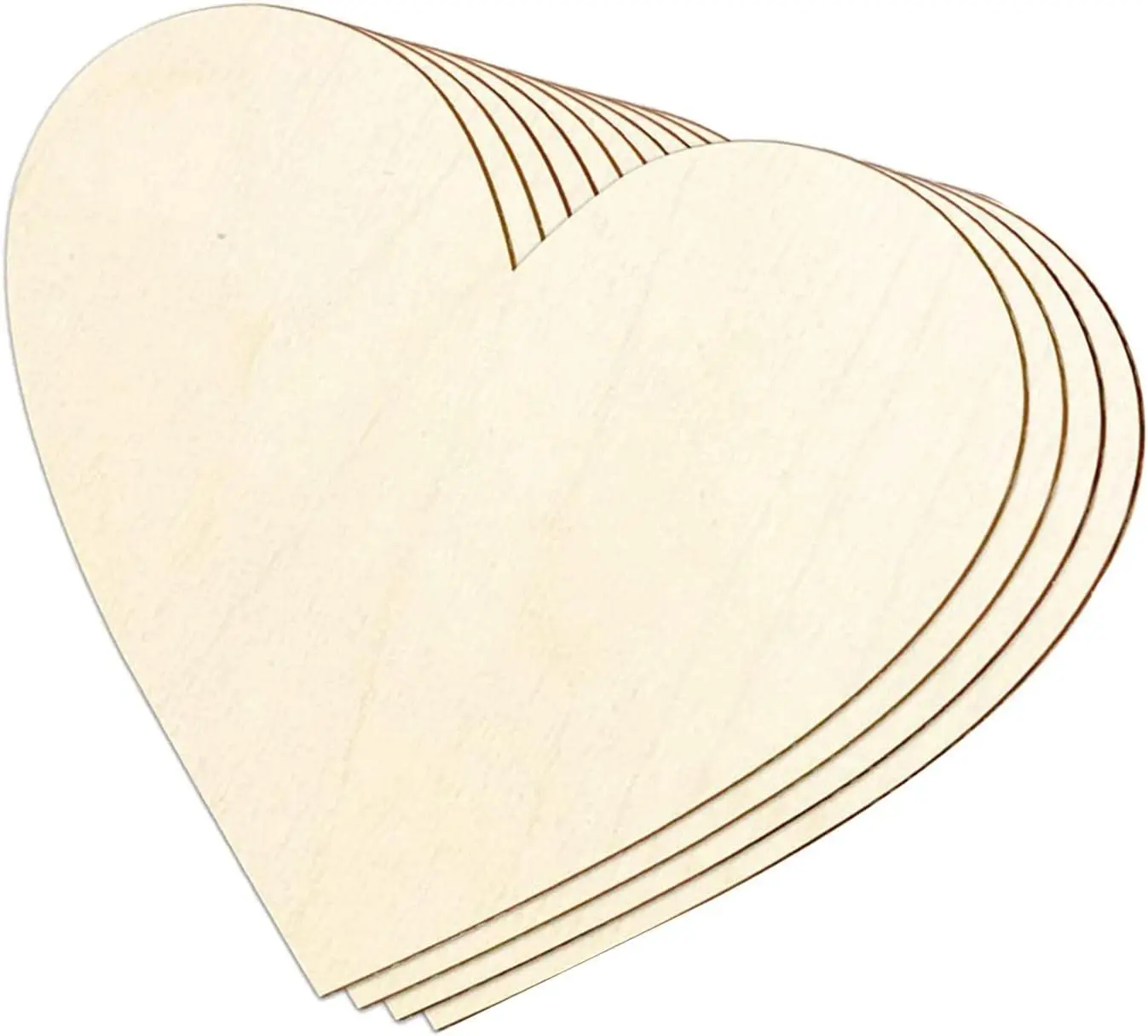 4PCS Wooden Hearts Cutouts Unfinished Wooden Heart Blank Slice Heart