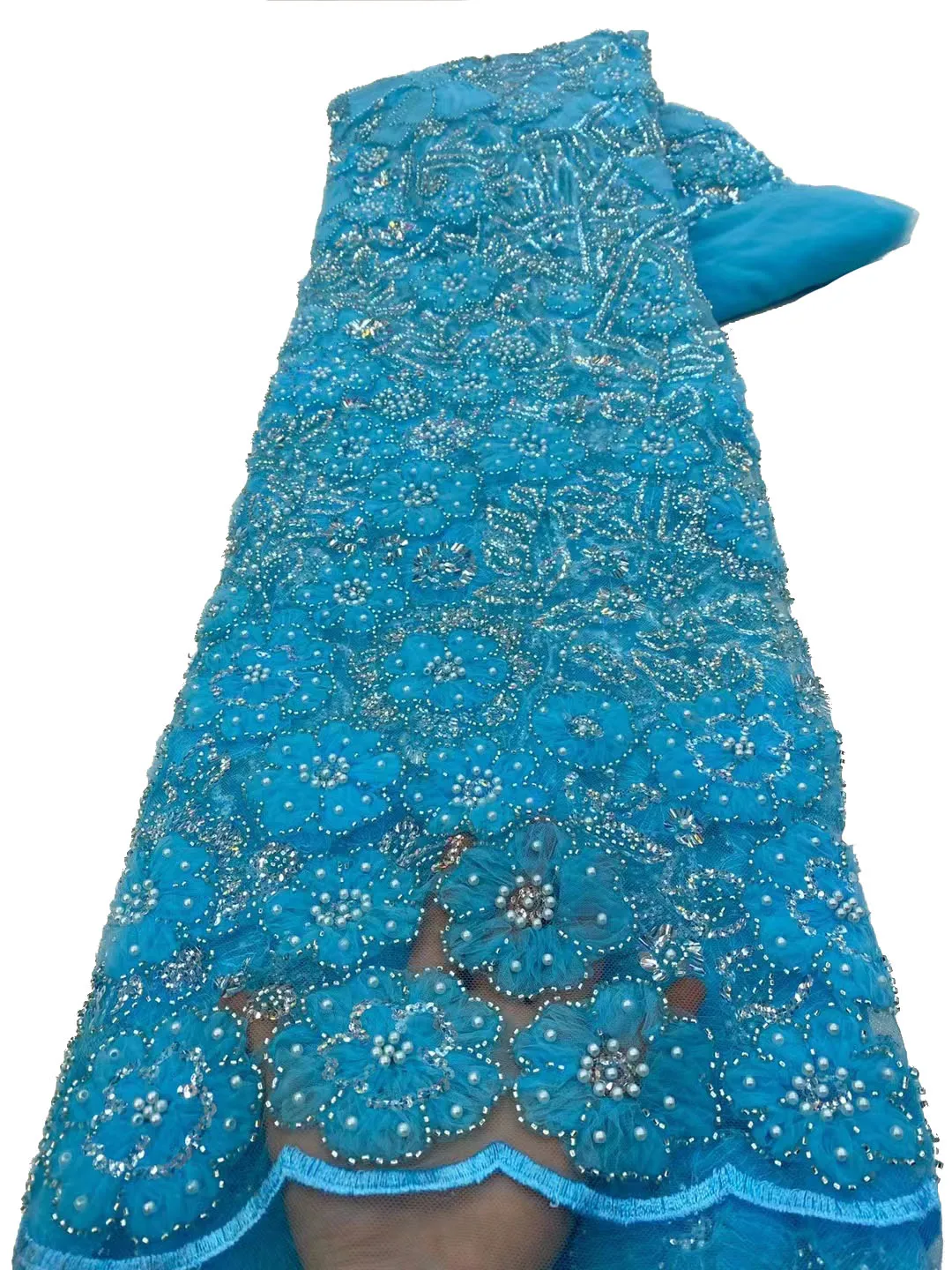 

Beautiful heavy industry three-dimensional plate flower sequin embroidery bead network yarn, fashion embroidery wedding gown