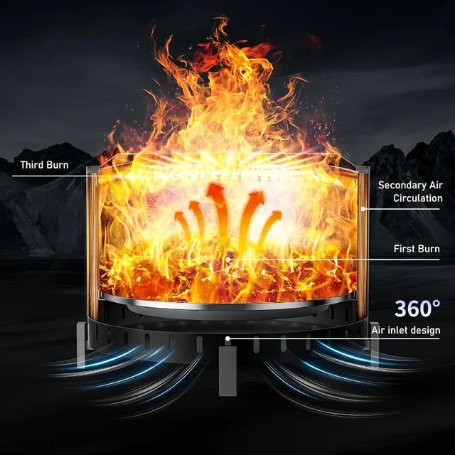 22 inch Stainless Steel Smokeless Fire Pit Outdoor Wood Burning Fire Pit for Camping Bonfire and Outdoor Gathering with Low Smo 5