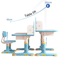 Cartoon Pattern Desk Chair Set Widened Desktop Multi Separation Kids Adjustable Height Study Table with Drawer Chair Set 2