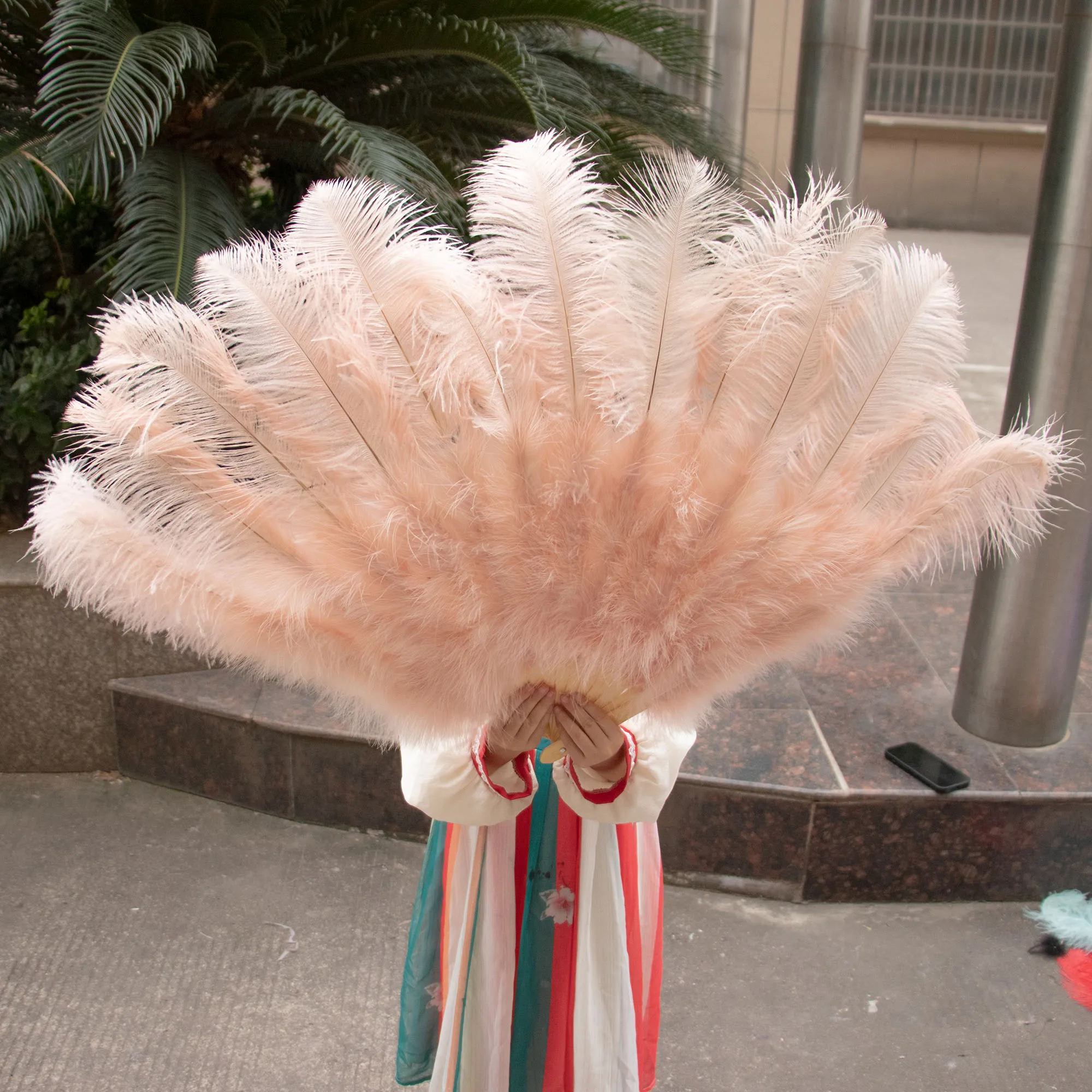 Pink Purple Ostrich Feathers Fan 13Bone Plumages Fans Foldable Stage Show  Performance Dance props Crafts Fan with feather - AliExpress