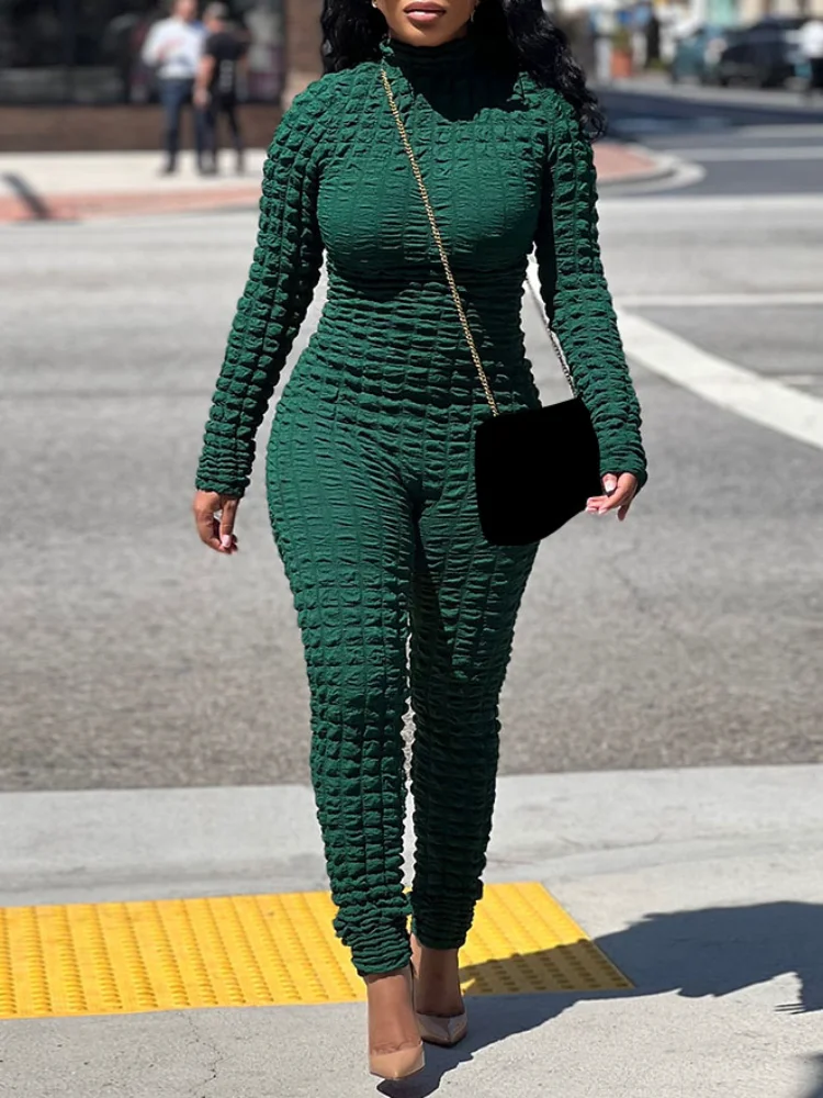 

KEXU Solid Bodycon Jumpsuit Autumn Winter Long Sleeve Rompers Womens Jumpsuit Club Party One-pieces Overalls Streetwear