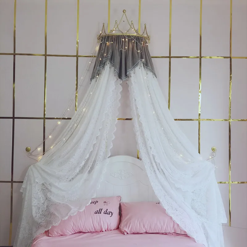 Tenda Da Letto Principessa - Baldacchino Con Corona, Pizzo Trasparente, Zanzariera, Per Camera Bambina - Foto 9