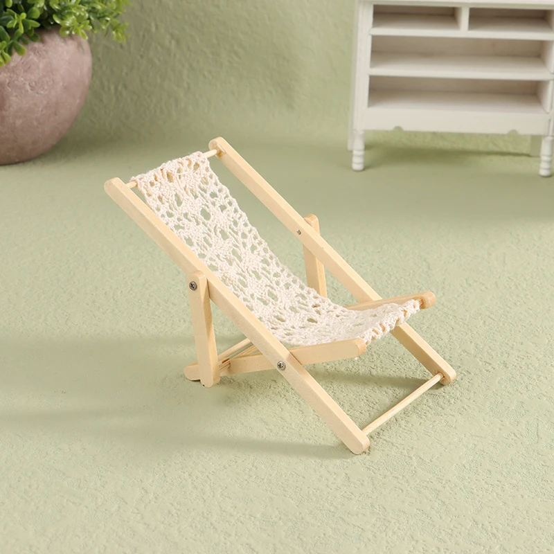 1/12 Dollhouse Foldable Deck Chair Dollhouse Lounge Deck Chair Model Doll House Mini Furniture Accessories 2
