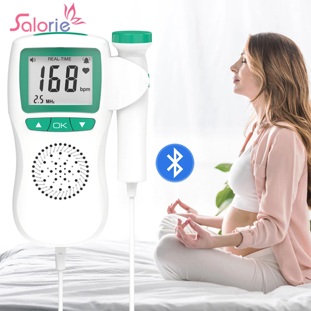 2.5Mhz Fetal Doppler Aggiornato Fetal Home Gravidanza Cardiofrequenzimetro Baby Fetal Heart Beat Detector Meter Display Lcd Bluetooth