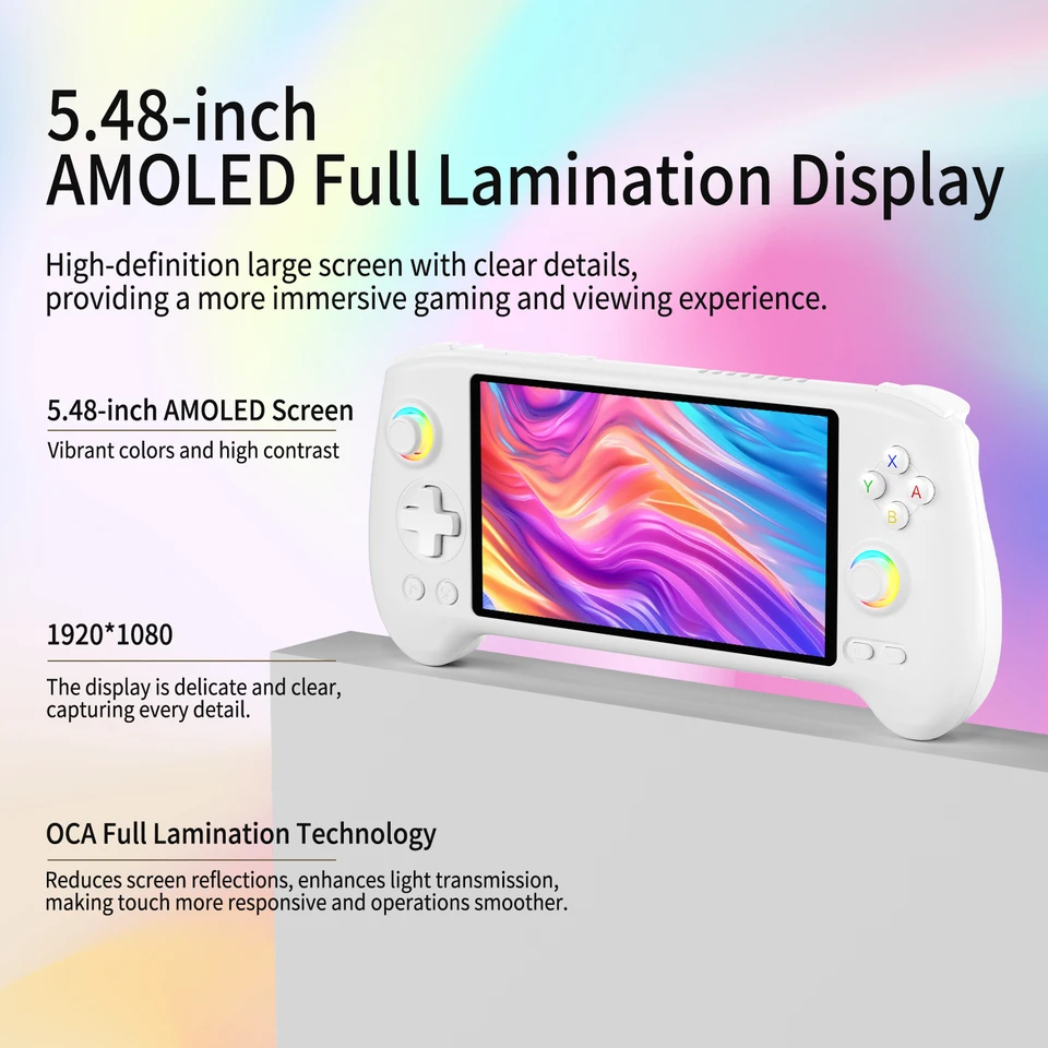 ANBERNIC RG557 Handheld Game Console 5.48" AMOLED Screen Dimensity 8300 Android 14 High-resolution Joysticks Video_voghion.com
