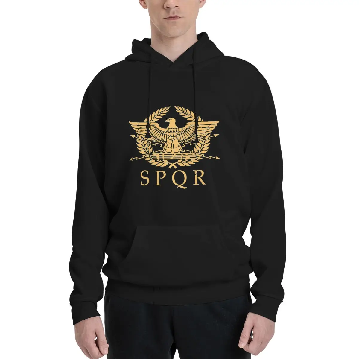 

SPQR-Римская империя стандартная эмблема орла Винтажный Золотой щит полиэстер толстовка мужской женский свитер размер XXS-3XL