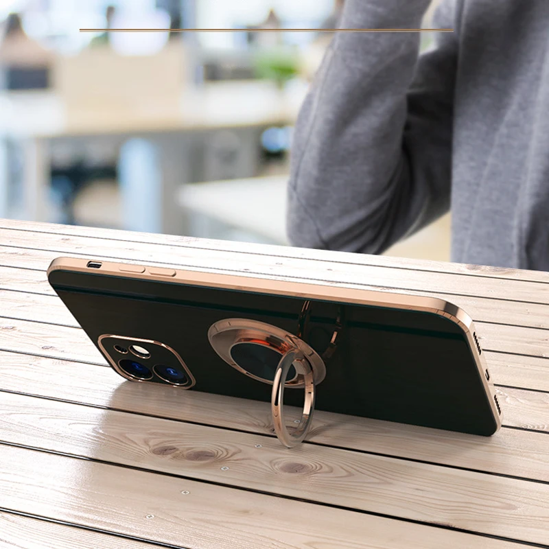 Elegant Plated Ring Holder Phone Case with Bracket