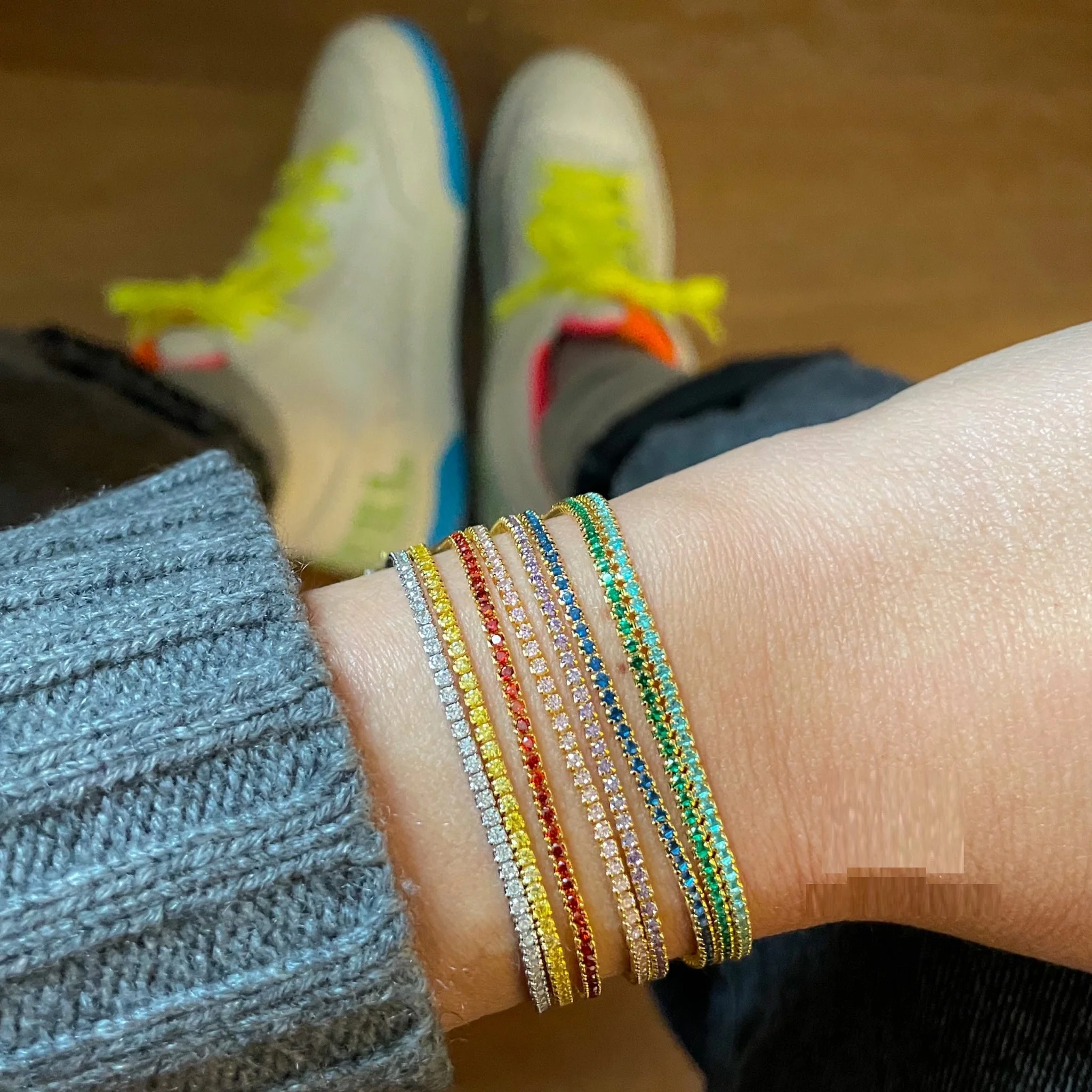 Adjustable Crystal Tennis Bracelets for Women Men Colorful Zircon Folding Buckle Chain Bangle Hand Party Sexy Fashion Jewelry