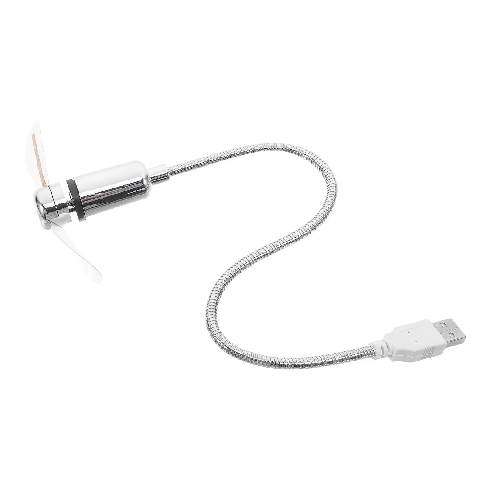 USB 미니 팬 실버 41Cm 다채로운 LED 블레이드 전원 버튼 데스크탑 노트북 냉각 휴대용 충전식 USB 전원 팬 64 색상