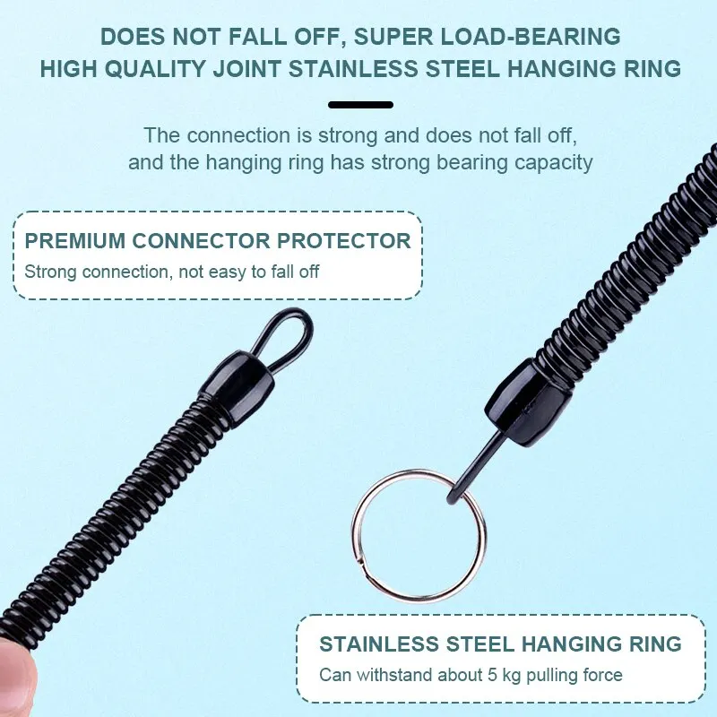 Fishing Tools 3pcs 22cm Retractable Coiled Tether with Carabiner Fishing Rope Retention Rope Tackle