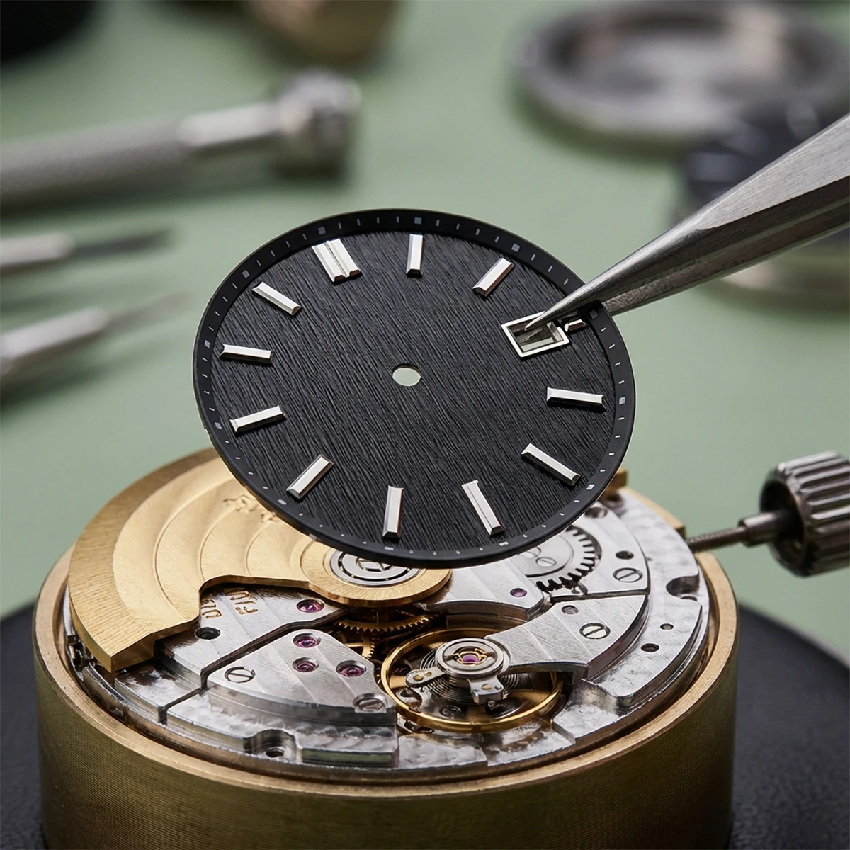 33.5mm No Logo Wave Radial Waffle Wear Watch Dial - Carved Case Mod Parts