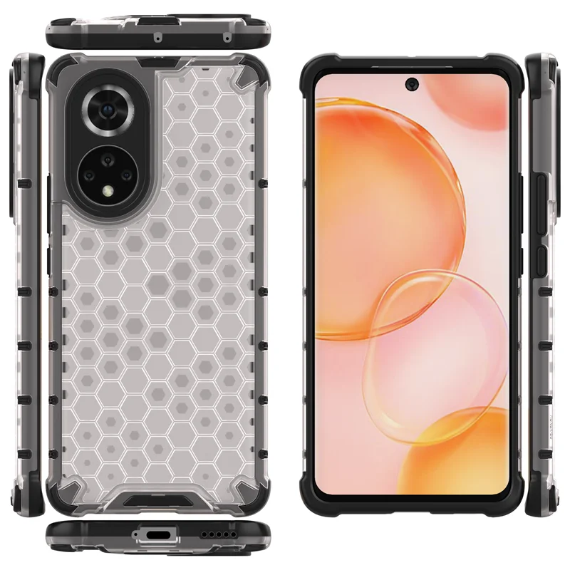 Shockproof Armor Phone Case with Hybrid TPU Bumper and Transparent Hard PC Back Cover