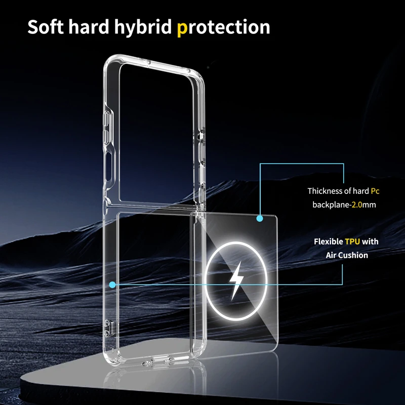 ELVEV Magnetic Transparent Soft TPU + Hard PC Protective Phone Case