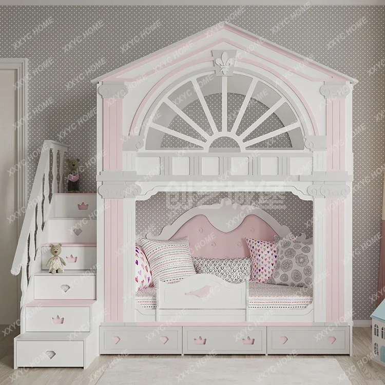 Letto Principessa Letto Per Bambini Mobili Ragazza Casa Sull'Albero Stoccaggio Castello Letto Villa Testiera Letto Matrimoniale Slaapkamer Meubels