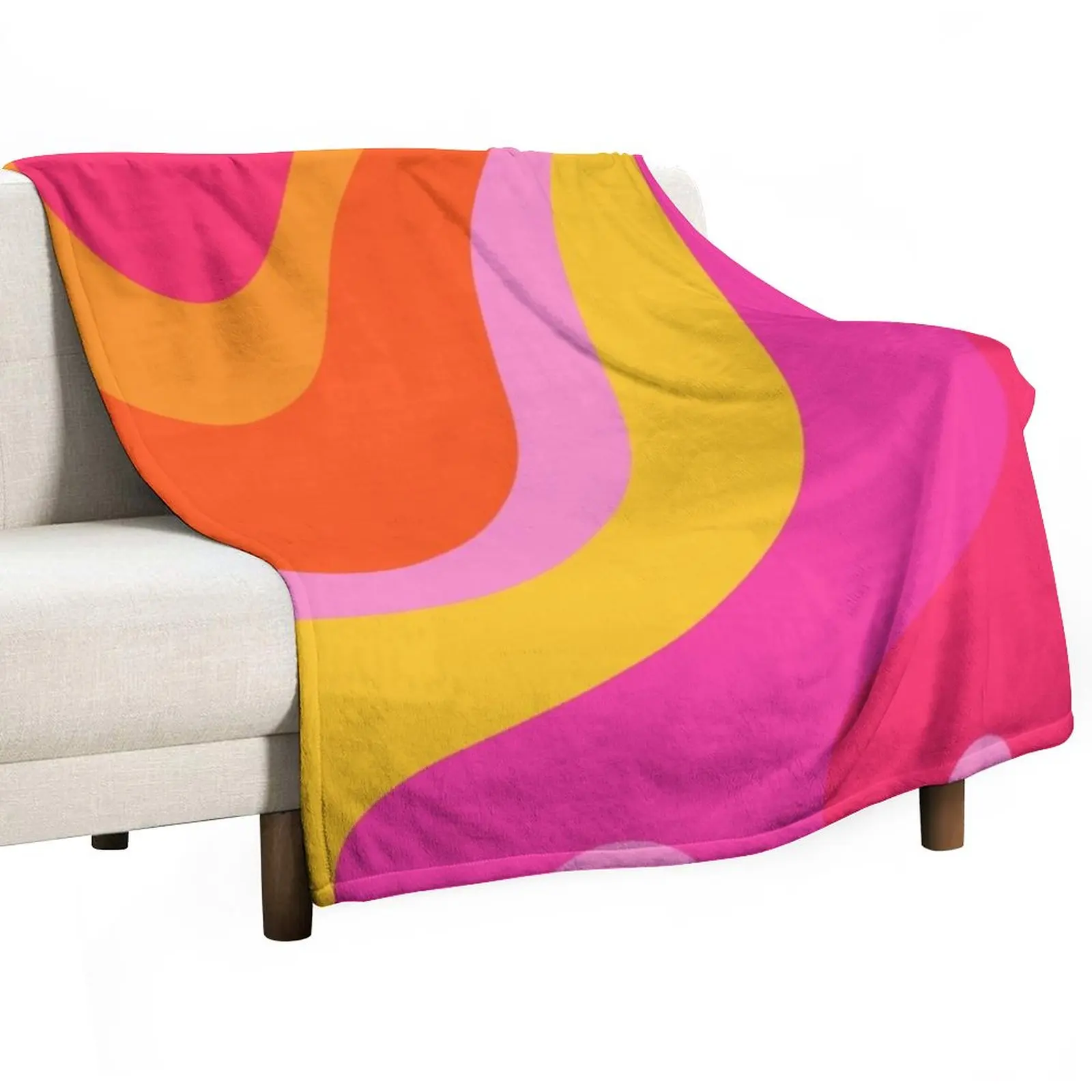 

Retro 70s Pink and Orange Swirls Throw Blanket Comforter sofa bed Loose Blankets