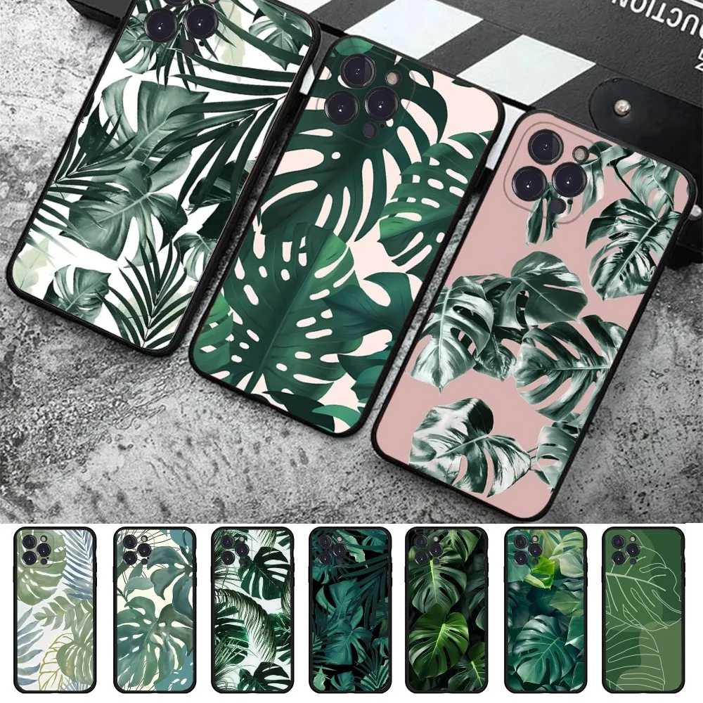 Leaves Monstera Green Phone Case Per Iphone 15 14 11 12 13 Mini Pro Xs Max Cover 6 7 8 Plus X Xr Se 2020 Funda Shell