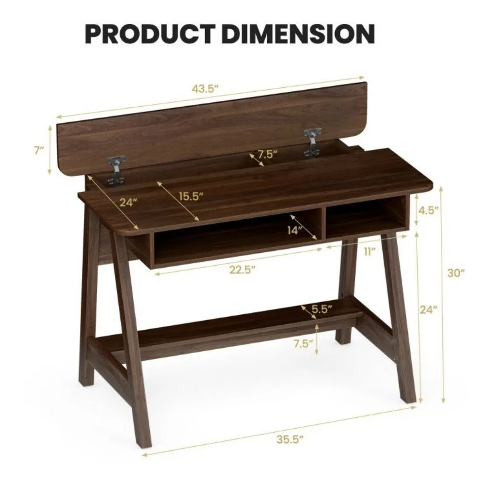 Office Desks,Mid Century Writing Desk with Storage Cubes and Hidden Compartment,Computer Desks 2