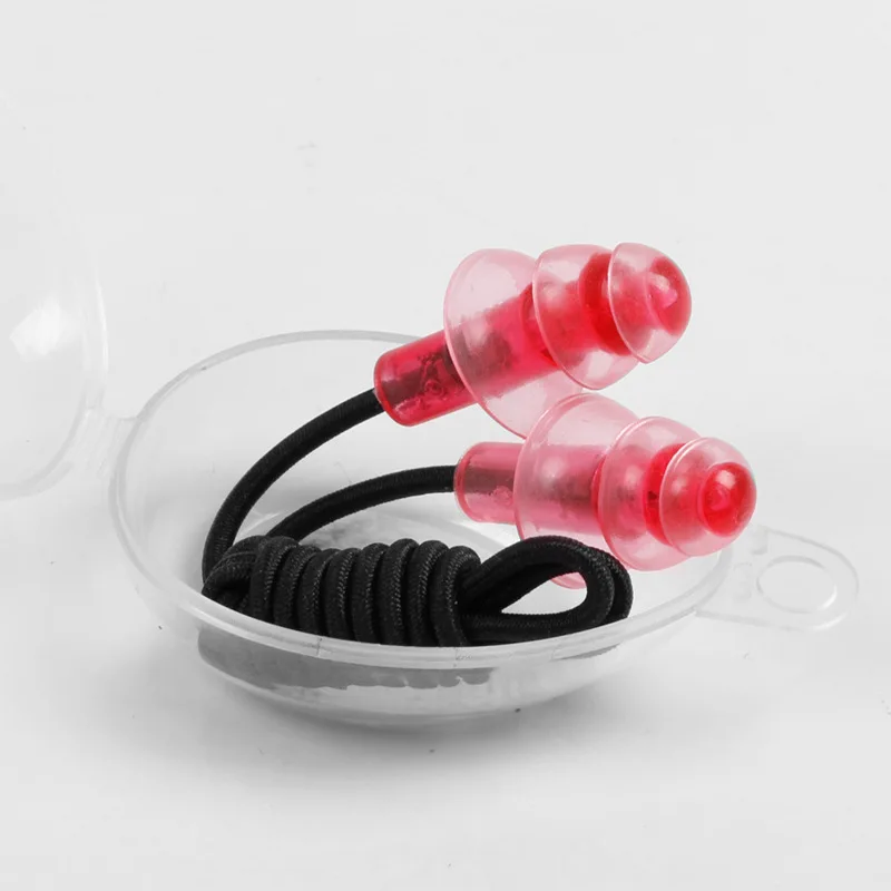 1 Pair Swim Earplugs Protective Noise Reduction Comfort Earplugs Silicone Soft Ear Plugs PVC Rope Earplugs Protective for Swim