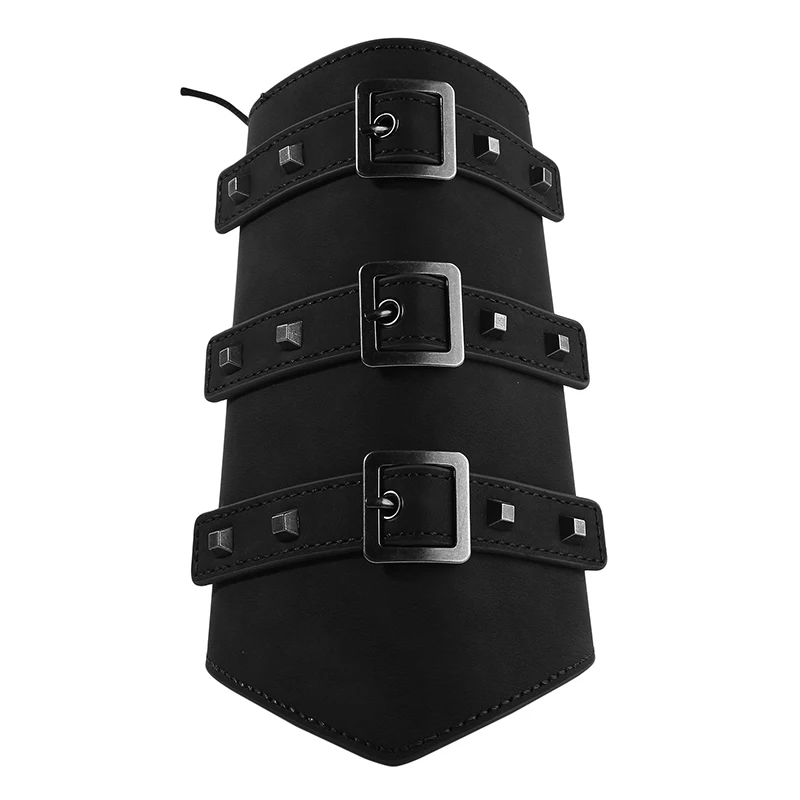 Unisex Pu Leather Gauntlet Bracer Arm Armor Wristband Protector Cuff String Steampunk Bangle Buckle Bracers Cosplay Props